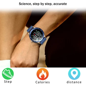 LIGE novi čelika smart grupa Muškarci otkucaja srca i krvnog tlaka višenamjenski Sportski Smartwatch pedometar vodootporan IP67 fitness tracker