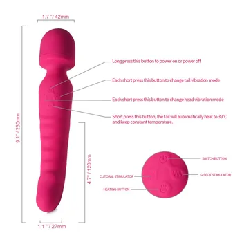 7 brzina vibracija čarobni štapić vibratori grijanje dildo vibrator Punjiva masaža tijela štap dvostruka vibracija za odrasle igračke za žene