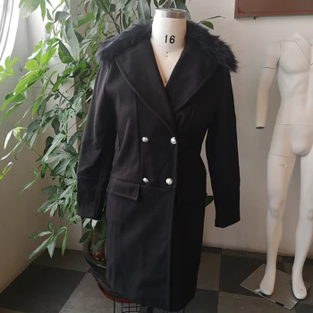 M-4XL muškarci duge vune kaput zimske jakne s ovratnikom od umjetnog krzna prevelike tanke crne Modne muške vunene kapute business casual odjeća
