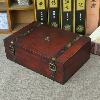 Starinski drveni sanduk za skladištenje desktop igre Treasure Box za poker karte Tarots Trinket
