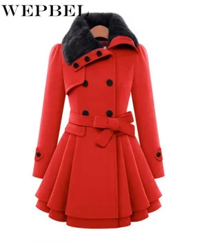 WEPBEL ženska jakna čvrste tanki kaput srednje duljine двубортный krzna ovratnik jakne Ženske svakodnevne vunene odbačenost ovratnik kaputa