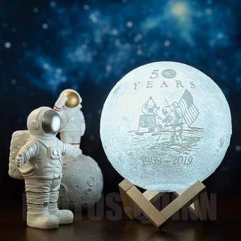 2019 Novi Dropship 3D Print Customized Moon Lamp For Moon Land As 50th Anniversary Gifts Night Light and Moon Light