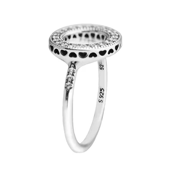 Srca krug prsten S925 srebra jasno CZ prst prsten za žene svadbeni nakit poklon u rasutom stanju