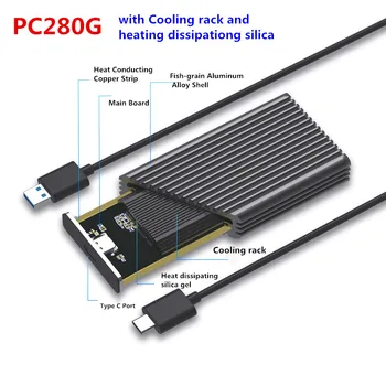 Novi SSD aluminijsko kućište podržava PCIe NVME/NGFF M. 2 M Key/B&M Key SSD Type C 3.1 high-speed kabel čvrste kućište hard diska