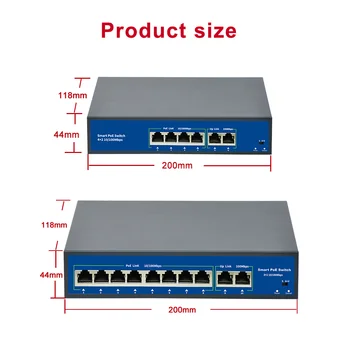 Standardni 48V, 4CH int POE switch 15.4 W/30W IEEE 802.3 af/IEEE 802.3 at 2 uplink Port 78W za CCTV Security POE IP Camera 250M Distance