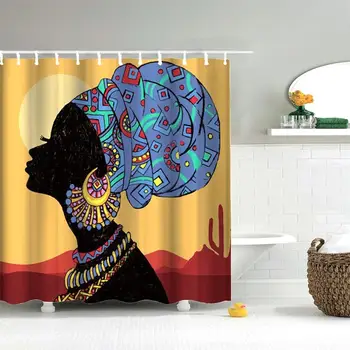 Dafield Afrički Dizajn Zavjese Za Tuširanje Američki Za Žene Kupaonica S Kukicama