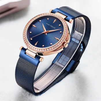 MINIFOCUS ručni satovi ženski moda plava nehrđajućeg čelika kvarcni satovi narukvice satovi Relogio Feminino luksuzni satovi