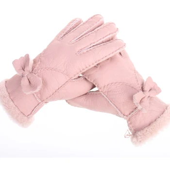 Lady prirodni kožuh rukavice ženske krzna rukavice luk plus baršun zadebljanje zimske termalne pamučne rukavice ženske