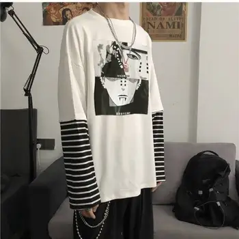 Hip-hop tiskane majice jesen High Street Tops Tee Japan Cartoon T Shirt Naruto Men T-shirt Casual Slatka Amine Streetwear