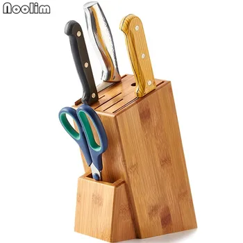 NOOLIM drveni držač za kuhinjski nož višenamjenski stalak za prtljagu Držač alata bambus nož blok stalak suđe za kuhanje /