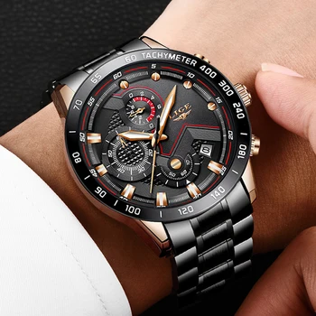 Super luksuzni poslovni LIGE Gospodo kvarcni satovi muški klasična datum sjajni vodootporni sat od nehrđajućeg čelika gospodo vojne sat