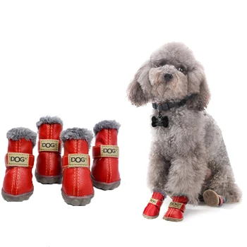 Yotmy 4 kom./compl. zima Pet cipele za pse topli snijeg čizme vodootporan krzno mali psi pamuk Non Slip za chihuahua Mops Pet Product