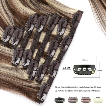 Doreen 280g Natural Hair Clip on Machine Made Remy Full Head Clip in Human Hair Extensions for Short Hair