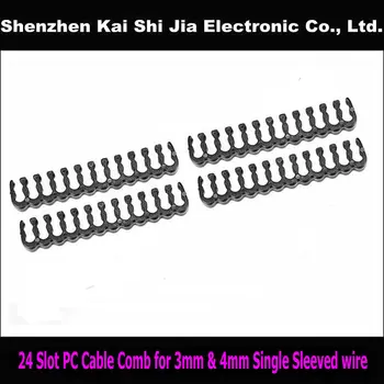 Veleprodaja prodaja 100 kom. / lot 24 slot plastike crni i prozirni PC kabel za napajanje češalj za 3 mm i 4 mm s jednim rukava kablovi