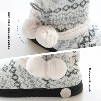 NEWDENBER Winter Tkati papuče za žene umiljat loptu luk mekana obuća kratke pliš pleter dom unutarnji paul tople papuče