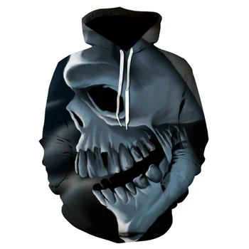 Nova moda, muška i ženska 3d hoodie lubanju ispis s kapuljačom crna majica hoodie hip-hop vrhovima muška ženska odjeća Jakne