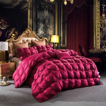 Vino crvena, smeđa i roza plava luksuzni Bijela guska dolje zima debelo deka kruh oblik deka posteljina Twin Queen Krevetom