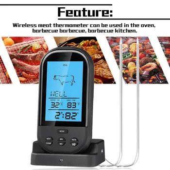 2018 crna bežični digitalni LCD zaslon oprema za roštilj termometar kuhinja roštilj digitalna sonda za meso termometar roštilj temperatura alat