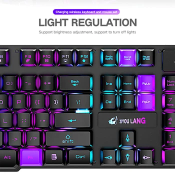 T3 Wireless Punjive Colorful Light Gaming Keyboard Miš Set for Laptops