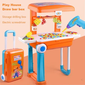 Djeca rane razvojne igračke igrati kuća je igra simulacija održavanje alati djeca ručne vještine vježbe Draw-bar Box