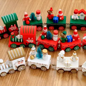 Božić Slatka Drveni Vagon Vlak Ukras Djeca Božićni Poklon Igračke Uređenje Doma