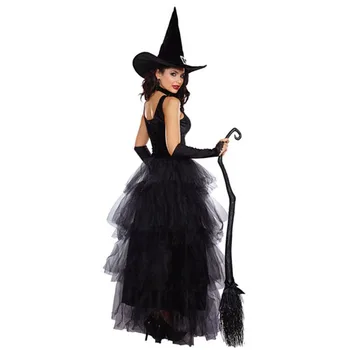 Halloween vještica odijela za žene odrasle fantasy Crna Vještica prerušiti se večernja haljina karneval performanse haljina
