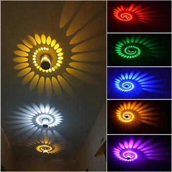 RGB Spiral Hole LED Wall Light Effect Wall Lamp With Remote Controller Colorful Wandlamp For Party Bar Lobby KTV Home Decoration
