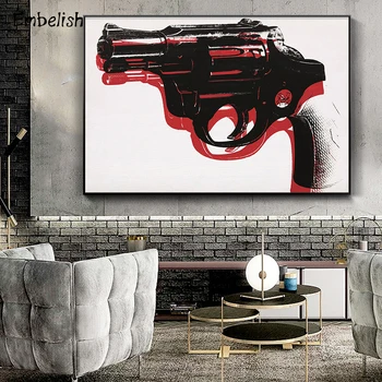 Embelish 1 kom. poznata umjetnička djela crni pištolj Andy Warhol moderan dom dekor zidni paneli za dnevni boravak HD platnu Slikarstvo