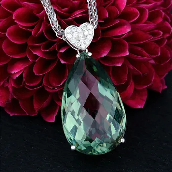 Marka zelene boje CZ Water Drop Cirkon Kristal privjesak ogrlica novo visoke kvalitete žene nakit poklon za veleprodaju