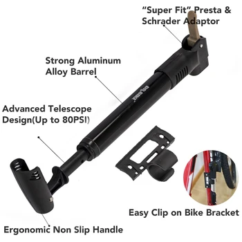 Biciklistička pumpa od aluminijske legure mini pumpa za bicikl MTB prijenosni Инфлятор s držačem