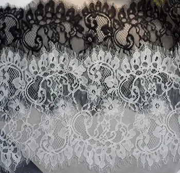 Crno-bijela ресничная cvjetne čipke tkanina DIY ručne izrade, ukrasne юбочные rukava s dugim čipkastim priborom