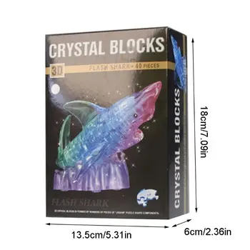3D Crystal Shark Puzzle with Light Assembly Jigsaw Adult Children ' s Intellective Učenje Igračke Home Decoration