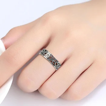 Cellacity 925 sterling silver prsten za žene stare fin nakit šuplje dizajn Plum blossom biljka Size6-10 ženski godišnjicu