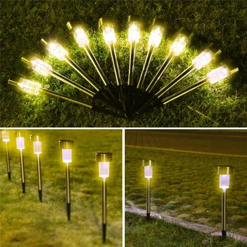 24шт mini solarni travnjak lampe RGB LED Garden Light vanjska rasvjeta od nehrđajućeg čelika, vodootporan IP65 krajolik svjetlo dvorište svjetlo