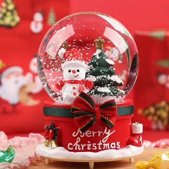 Djed Mraz Kristalnu Kuglu Božić Snijeg Globus Za Glazbene Kutije Svjetlo Snowflakesfor Dan Zahvalnosti Nova Godina Poklon Led Žarulje