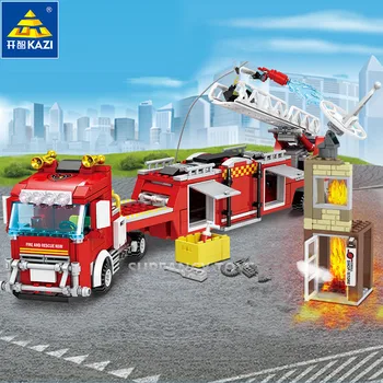 Grad požara i spašavanja borac stepenice motor kamion gradivni blokovi postavlja tvorac brojke Brinquedo cigle edukativne igračke za djecu