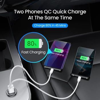 36W QC 3.0 Quick Charge Dual USB Car Charger All Metal Car Auto Punjač Mini Car Phone Charger za iPhone, Samsung, Huawei Xiaomi