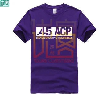 Pamuk o-izrez prilagođene tiskane majice 45 ACP, jer je snimanje dva puta ludo smiješno pištolj košulja