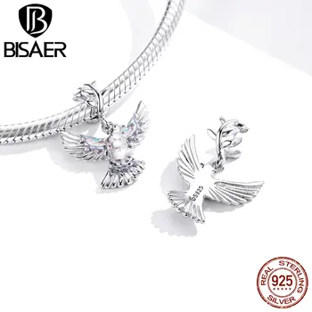 БИСАЕР Golub perle 925 sterling srebra šarene emajl ptica svijeta privjesci privjesak odgovara narukvica i ogrlica nakit EFC295