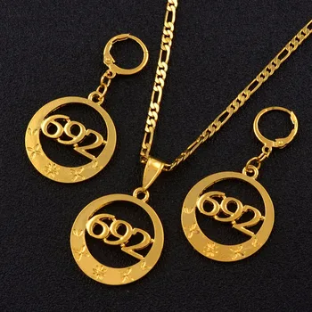 Marshall 692 zlatna boja privjesak, ogrlice i naušnica setovi za žene Modni etničke nakit/ne mogu promijeniti ime #J0094
