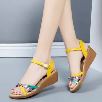 Veliki veličina sandale 4-9 broj 2020 ljeto nova kopča wedge sandale moda đonovi mekani potplat svakodnevni ženske cipele