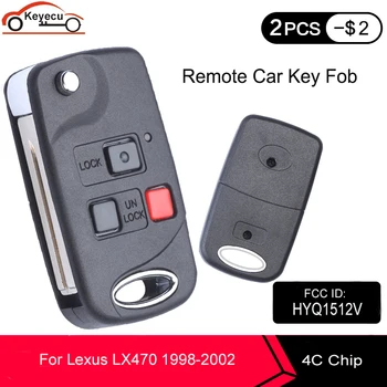 Zamjena KEYECU Flip Remote Car Key Fob 3 gumb za Lexus LX470 1998 1999 2000 2002 FCC ID: HYQ1512V 4C Chip