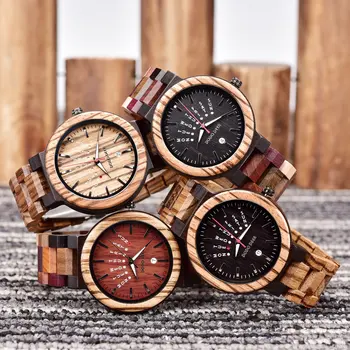 Fashion modni drveni satovi za muškarce luksuzni brand tjedni kalendar Sjajni muške poslovne sat značajan poklon za njega