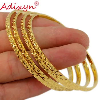 Adixyn 4 kom./lot tanka narukvica žene i djevojke zlatna boja bakrene narukvice Dubai Afrika Indija stranka pokloni za Rođendan N071040