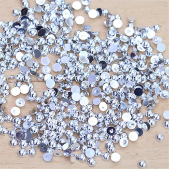 1.5 mm-12 mm besplatno srebrna boja Bling DIY okrugli Flatback biserne perle ABS plastike imitacija pola bisera nail art ukras