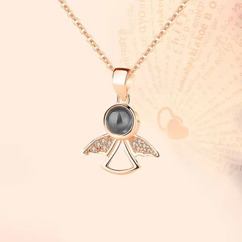 Žena je Anđeo privjesak ogrlice Crystal ogrlicu srebra 925 100 jezik, volim te Valentinovo poklon nakit
