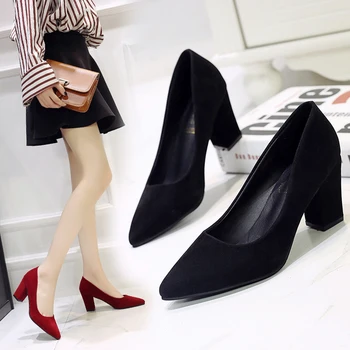Kvadratni Peta Jednostruke Cipele Korejski Istakao Parhet Visoke Štikle Crnci Profesionalne Radne Cipele Jednostavne Modne Pumpe Elegantne Ženske Cipele