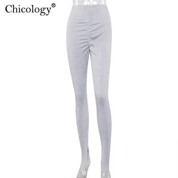 Chicology split tajice svakodnevne s visokim strukom duge hlače capri fancy hlače sportske hlače žene 2020 zima jesen seksi vanjska odjeća