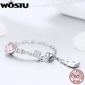 WOSTU vruće dizajn srebra 925 ključ vaše srce lanac, prstenje za žene djevojke prsten Anillos nakit poklon za Rođendan CQR425