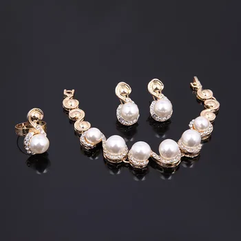 2020 luksuzni bisera pribor ženska tanjur zlatni privjesak ogrlice donje prsten ženske kristalno narukvice nakit kit ženske pokloni